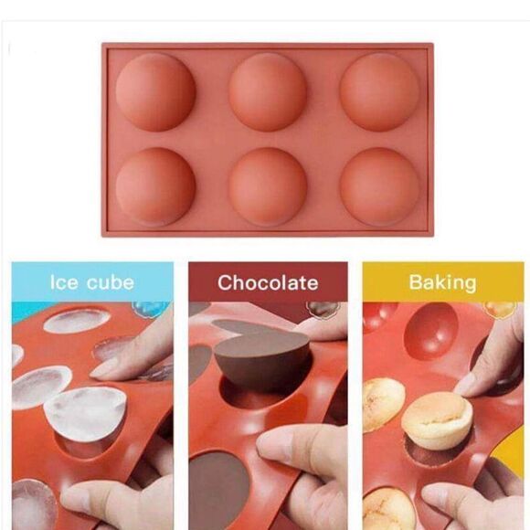 2 - 6 Silicon 2.5” Diameter Half Sphere Baking Chocolate Craft Soap Mold Pans - Picture 7 of 7
